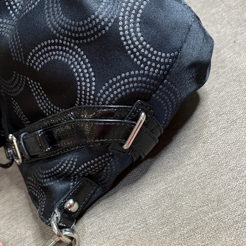 Coach Black Signature Dome Satchel with Patent Trim - Picture 8 of 12